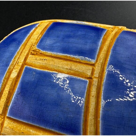 Egyptian Blue Sand Scarab Beetle Statue Heiroglyphics on bottom REPAIRED READ - Picture 13 of 16